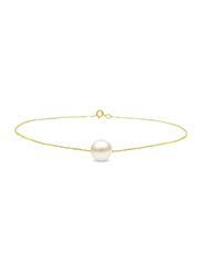Vera Perla 10K Gold Chain Bracelet for Women, with Pearl Stone, Gold/White