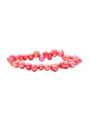 Vera Perla Elastic Stretch Bracelet for Women, with Pearl Stone, Light Pink