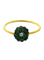 Vera Perla 18k Solid Yellow Gold Simple Fashion Ring for Women, with 10mm Crystal Ball, Dark Green/Gold, US 6