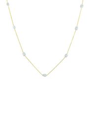 Vera Perla 10K Gold Opera Necklace for Women, with Pearls Stone, Gold/White