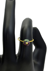 Vera Perla 18k Solid Yellow Gold Fashion Ring for Women, with Ruby Zoisite Stone, Green/Gold, 6US