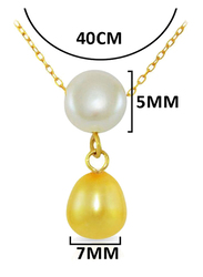 Vera Perla 18k Yellow Gold Chain Necklace for Women, with Pearl Drop Pendant, White/Yellow