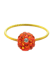 Vera Perla 18k Solid Yellow Gold Simple Fashion Ring for Women, with 10mm Crystal Ball, Orange/Gold, US 6