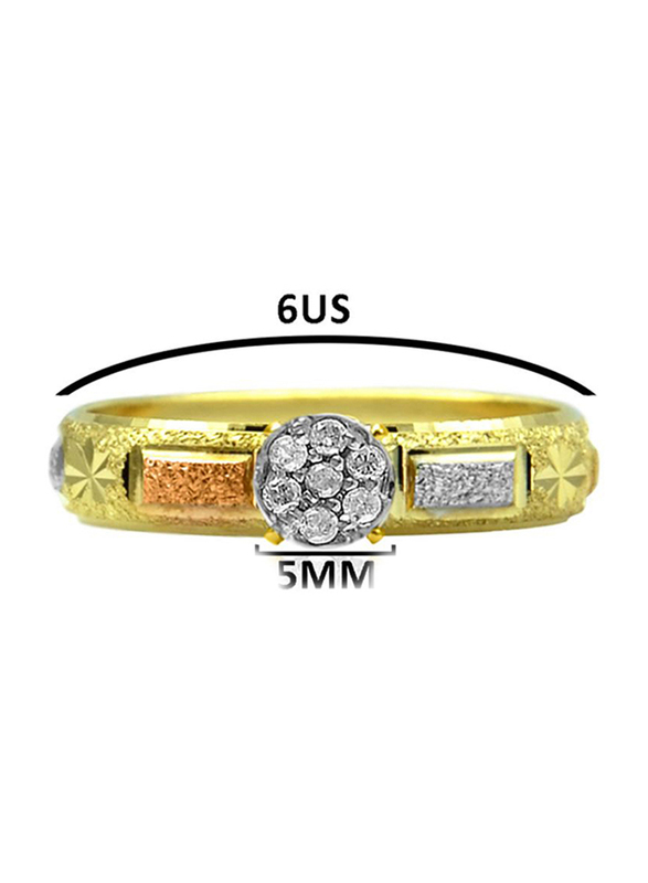 Vera Perla 18k Solid 3 Tone Gold Solitaire Fashion Ring for Women, with 0.07 ct Genuine Diamonds, Gold/Clear, 6US