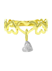 Vera Perla 18k Solid Yellow Gold Heart Drop Fashion Ring for Women, with 0.03 ct Genuine Diamonds, Gold/Clear, 7US