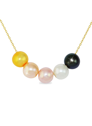 Vera Perla 10K Gold Chain Necklace for Women, with Interchangeable Pearl Stone, Multicolour