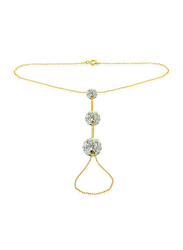 Vera Perla 10K Gold Chain Bracelet for Women, with Built-in Gradual Crystal Ball, Gold/Silver