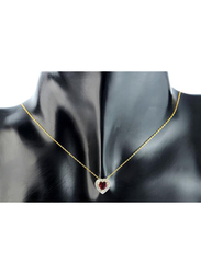 Vera Perla 18K Gold Pendant Necklace for Women, with 0.08ct Diamonds & Ruby Stone, Red/Gold