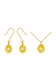 Vera Perla 2-Pieces 10K Gold Necklace Set for Women, with Pearl Stone, Gold
