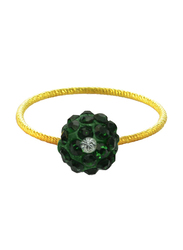 Vera Perla 10K Solid Gold Fashion Ring for Women, with 10 mm Crystal Ball, Gold/Dark Green, US 6