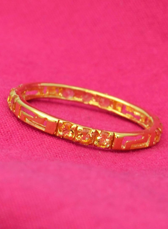 Vera Perla 18k Solid Yellow Gold Fashion Ring for Women, with Citrines Stone, Gold/Yellow, 6US