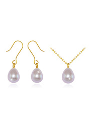 Vera Perla 2-Pieces 10K Gold Necklace Set for Women, with Pearl Stone, Purple