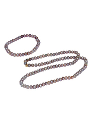 Vera Perla 2-Pieces 18K Gold Jewellery Set for Women, with Necklace & Bracelet, with Pearl Stone, Purple