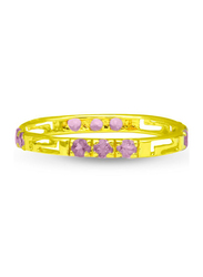Vera Perla 18k Solid Yellow Gold Fashion Ring for Women, with Amethysts Stone, Gold/Purple, 6US