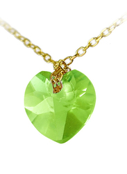 Vera Perla 10K Yellow Gold Necklace for Women, with Peridot Stone Pendant, Gold/Green