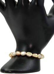 Vera Perla 10K Gold Strand Beaded Bracelet for Women, with Pearl Stone, Rose Gold