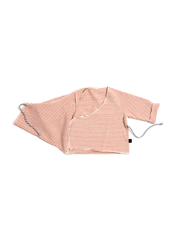 Monkind Stripe Pattern Wrap Cardigan, Cotton, 1-2 Years, Red/Beige