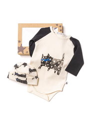 Noe & Zoe Cat Printed Baby Gift Box Set, 6-12 Months, Beige/Black