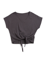Monkind Slate Knot Top, Cotton, Woman S, Dark Grey