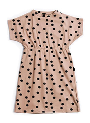 Monkind Dotty Tennis Dress, Cotton, 2-3 Years, Black/Beige