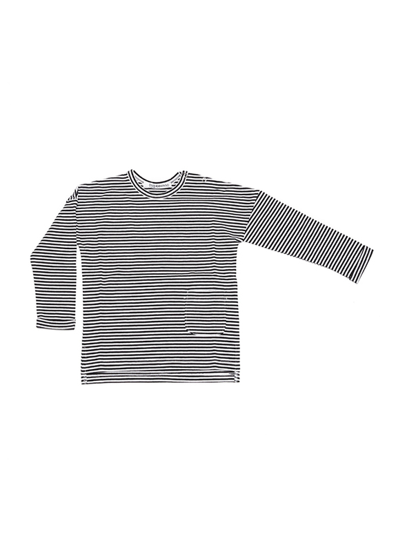 Mingo Kids Long Sleeved Stripes Pattern Tee, 8-10 Years, Black/White