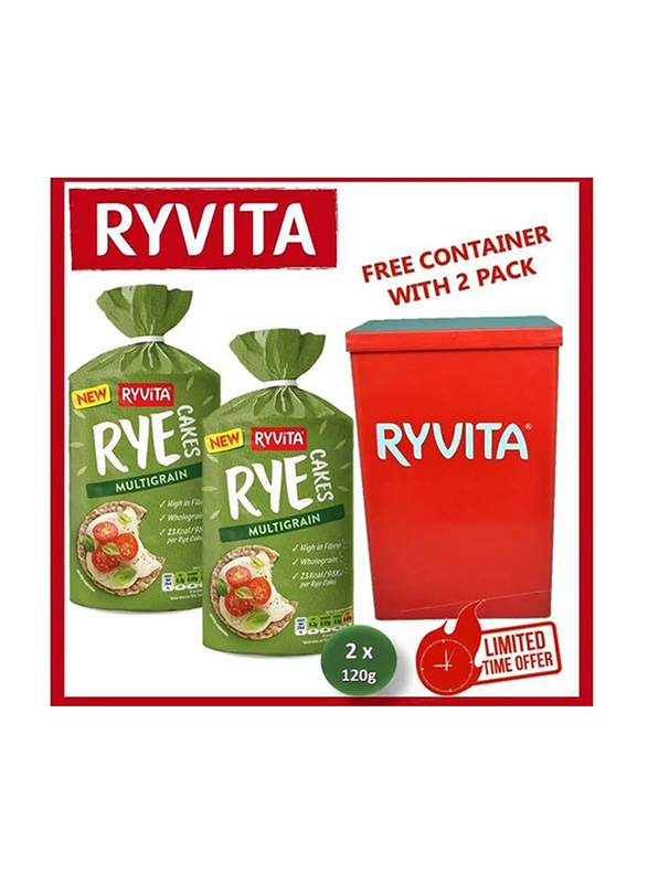 

Ryvita Rye Cakes Wholegrain Crisp Bread with Container, 2 x 120g