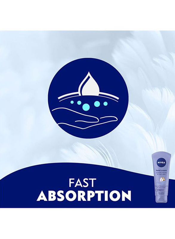 Nivea Smooth Macadamia Oil and Lotus Flower Hands and Nail Care Cream, 100ml