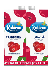 Rubicon No Added Sugar Cranberry Fruit Drink, 2 x 1 Liter