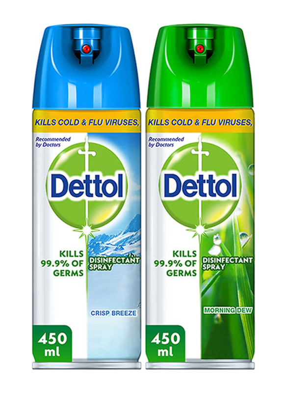 

Dettol Crisp Breeze and Morning Dew Blue Disinfectant Surface Spray, 2 x 450ml