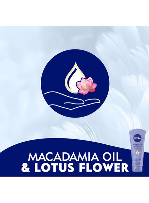 Nivea Smooth Macadamia Oil and Lotus Flower Hands and Nail Care Cream, 100ml