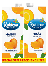 Rubicon No Added Sugar Mango Fruit Drink, 2 x 1 Liter