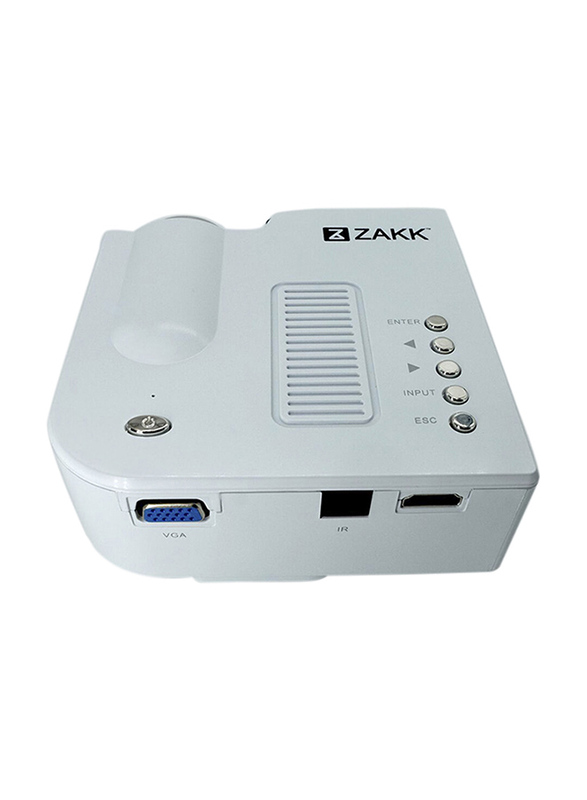 Zakk UC28 Pro HD LED Mini Portable Home Cinema Theatre Projector, 48 Lumens, White