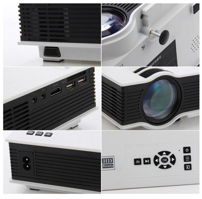 Zakk UC40+ HD LCD Portable Home Cinema Theatre Projector, 800 Lumens, Black