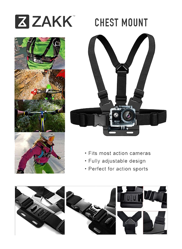 Zakk 10-in-1 Accessories Kit for Outdoor Sport Action Cameras, Grey