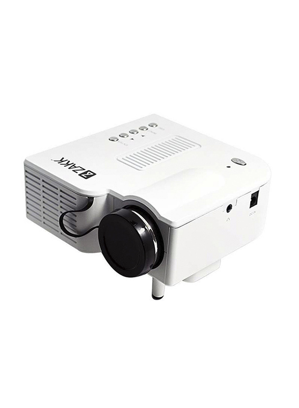 Zakk UC28 Pro HD LED Mini Portable Home Cinema Theatre Projector, 48 Lumens, White