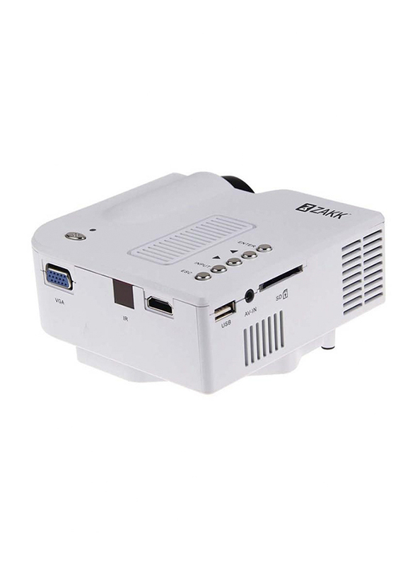 Zakk UC28 Pro HD LED Mini Portable Home Cinema Theatre Projector, 48 Lumens, White