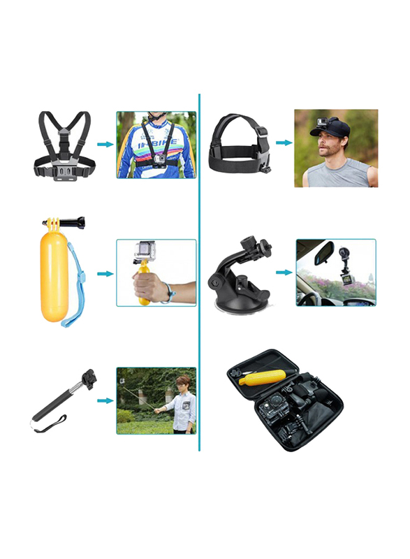 Zakk 10-in-1 Accessories Kit for Outdoor Sport Action Cameras, Grey