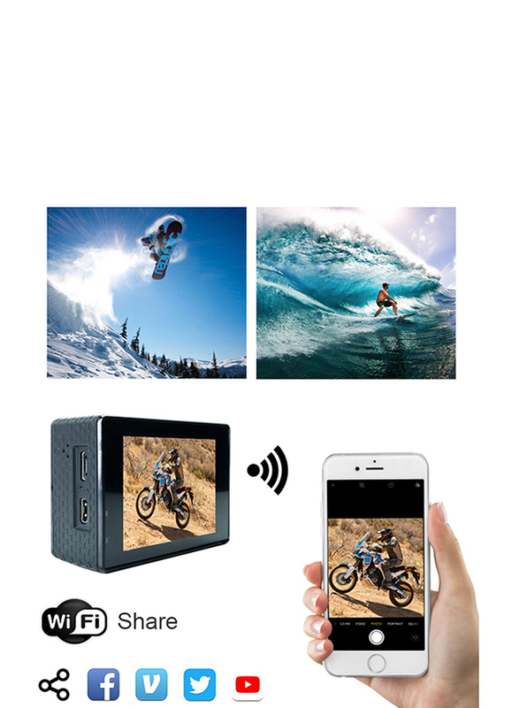 Zakk Rush 4K Action Camera with Accessories, 16 MP, Black