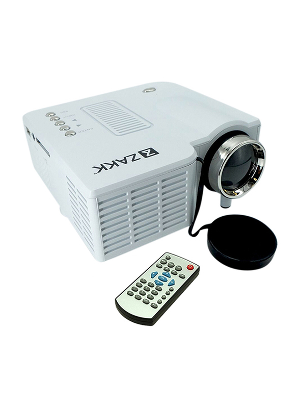 Zakk UC28 Pro HD LED Mini Portable Home Cinema Theatre Projector, 48 Lumens, White