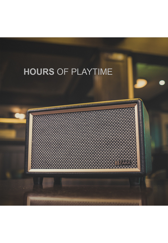 Zakk Woodstock Portable Bluetooth Speaker, Black/Brown