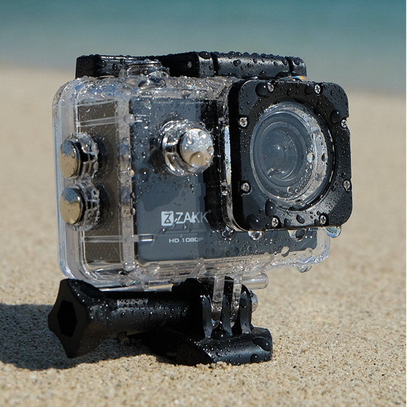 Zakk Rush 1080p Action Camera with Accessories, 12 MP, Black