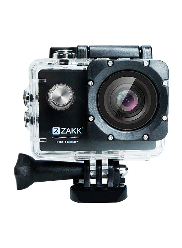 Zakk Rush 1080p Action Camera with Accessories, 12 MP, Black