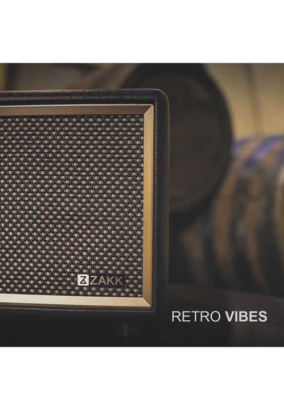 Zakk Woodstock Portable Bluetooth Speaker, Black/Brown