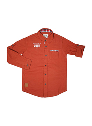 KWC Full Sleeve Plain Casual Shirt for Boys, 2-3 Years, Pumpkin Orange
