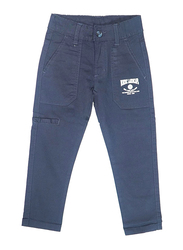 KWC Regular Fit Button Closer Cargo Pants for Boys, 1-2 Years, Blue