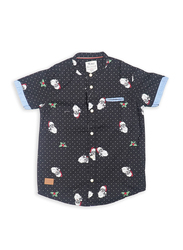 KWC Half Sleeve Printed Pattern Casual Shirt for Boys, 4-5 Years, Black