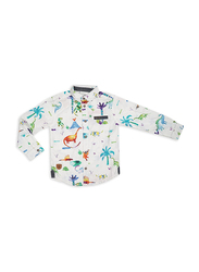KWC Full Sleeve Printed Pattern Casual Shirt for Boys, 3-4 Years, White