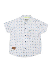 KWC Half Sleeve All Over Square Printed Casual Shirt for Boys, 10-11 Years, White