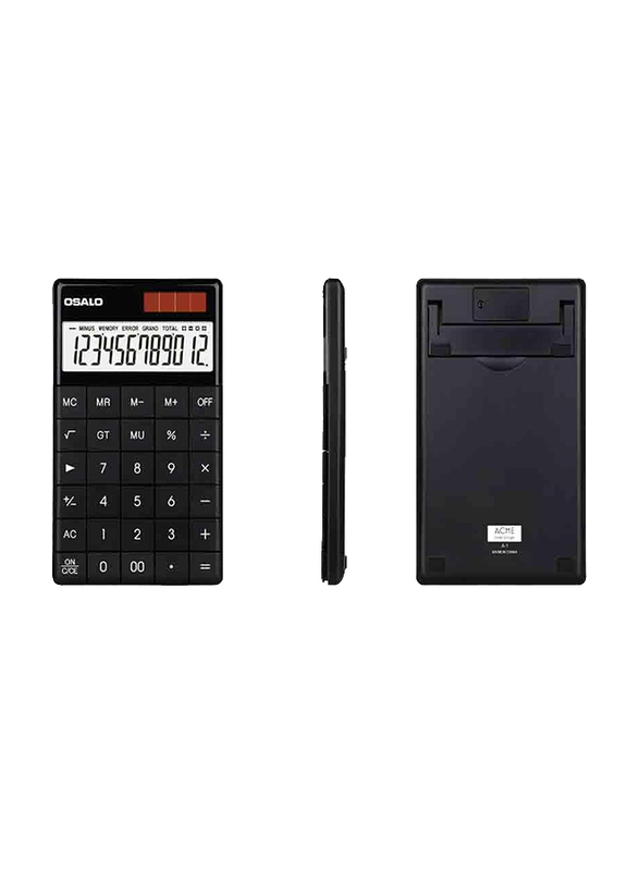 

Osalo A-1 12-Digit Plastic Key Standard Function Basic Calculator, Black