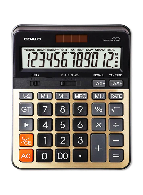 

Osalo 12-Digit Tax Basic Calculator, OS-3TV, Black